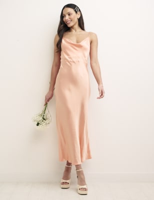 

Womens Nobody's Child Maxi-Trägerkleid aus Satin mit Bindegürtel - Orange, Orange