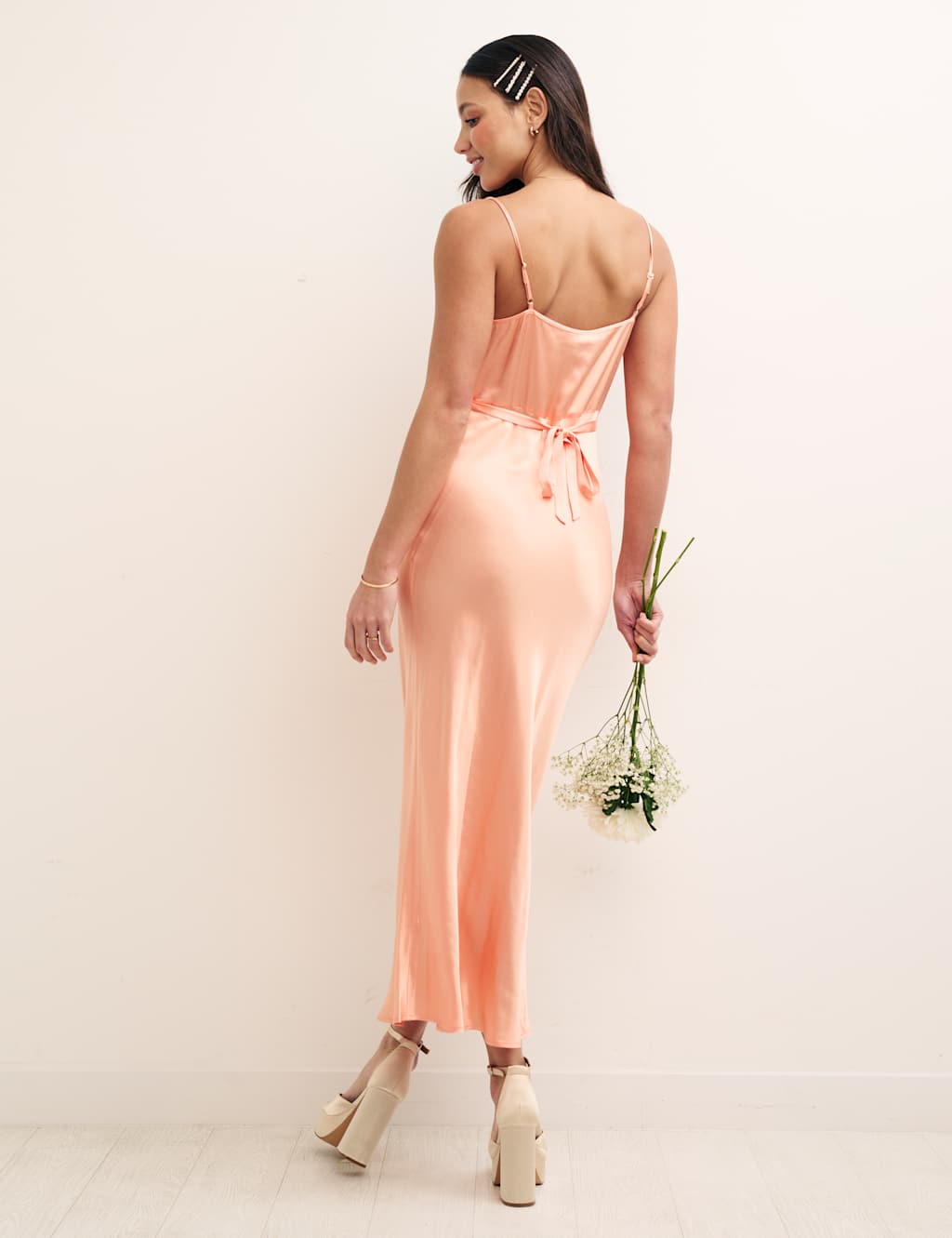 Satin Tie Waist Maxi Slip Dress image 2