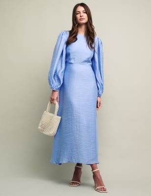 

Womens Nobody's Child Tencel™ Rich Puff Sleeve Midi Swing Dress - Blue, Blue