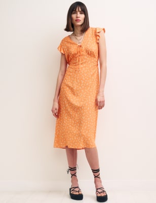 

Nobody's Child Lily - Vestido a media pierna Leah con estampado de florecillasWomens - Orange Mix, Orange Mix