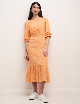 

Womens Nobody's Child Midi-Teekleid mit Blümchenmuster - Orange Mix, Orange Mix
