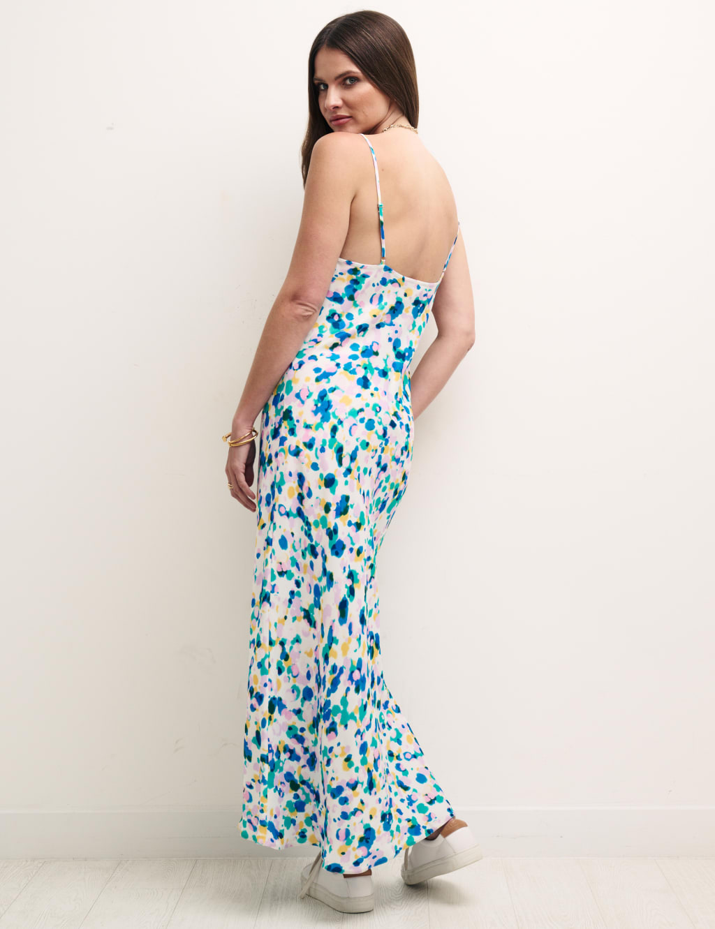 Printed V-Neck Strappy Maxi Slip Dress image 6