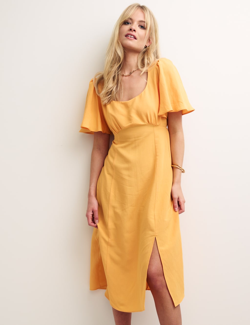Square Neck Midi Tea Dress with Linen image 6