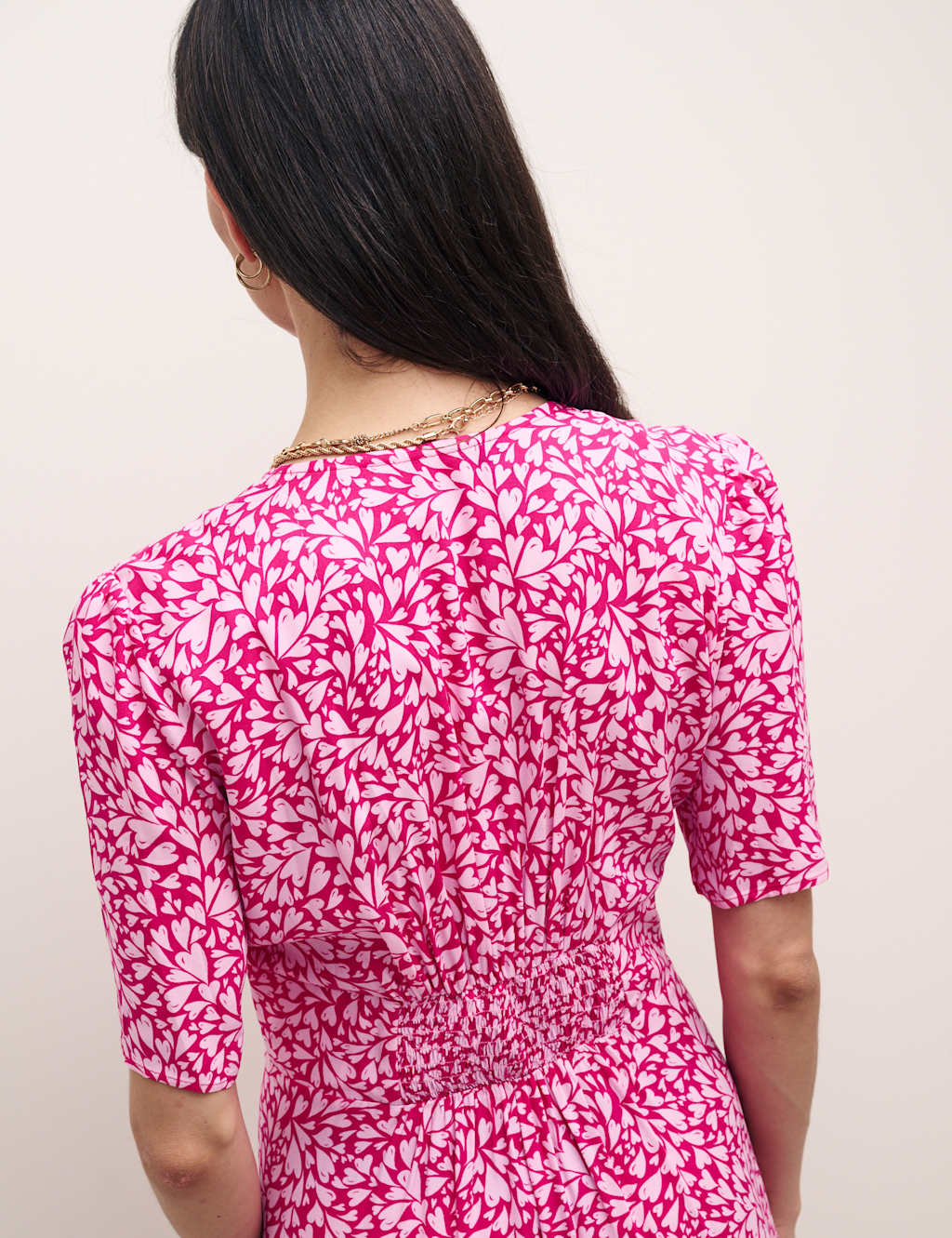 Heart Print V-Neck Midi Tea Dress image 6