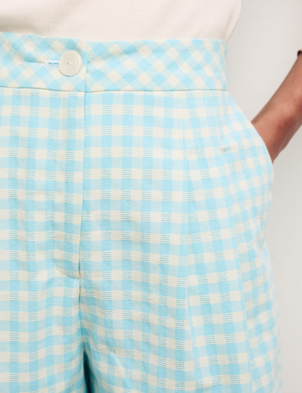 Pure Cotton Checked High Waisted Shorts image 2