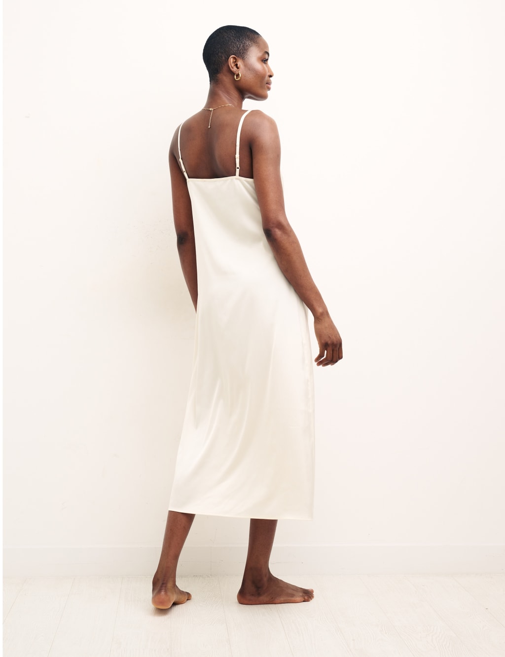 Satin Lace Trim Strappy Midi Nightdress image 2