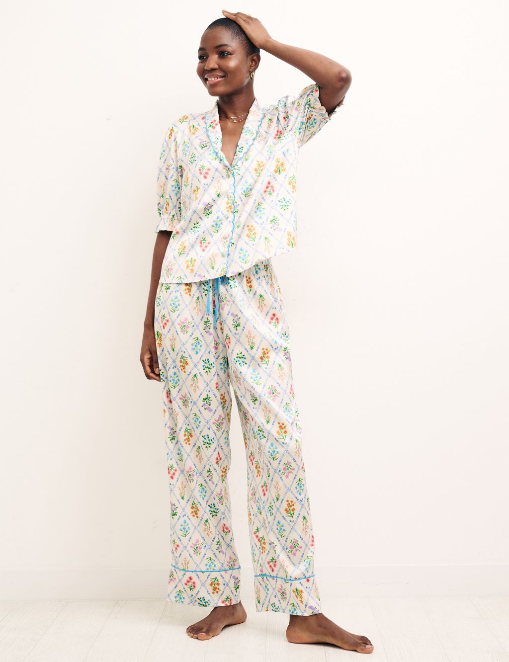 Satin Floral Pyjama Set image 1