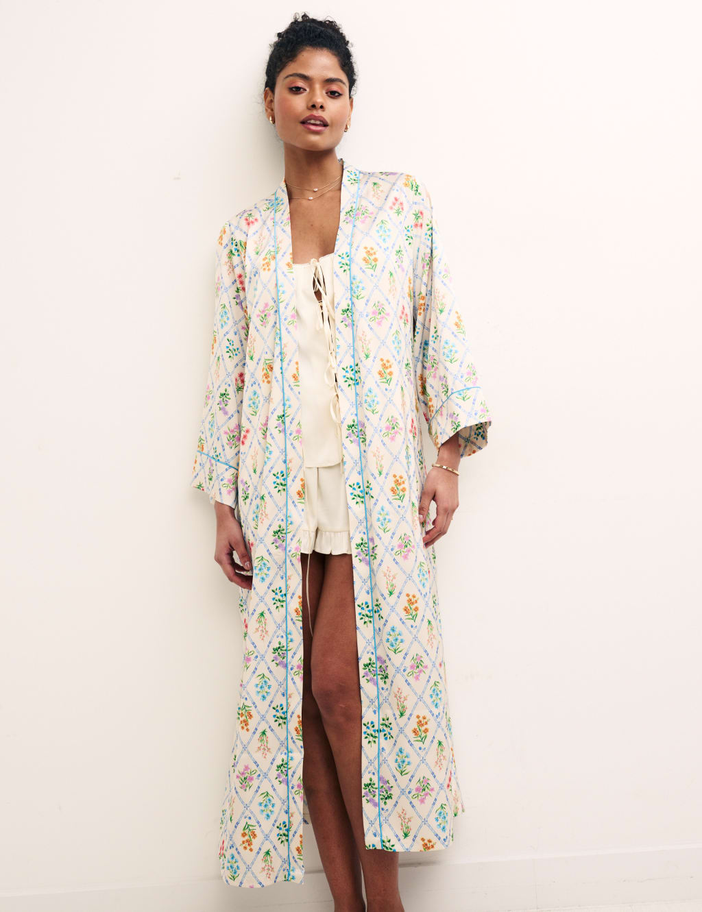 Satin Floral Long Robe image 1