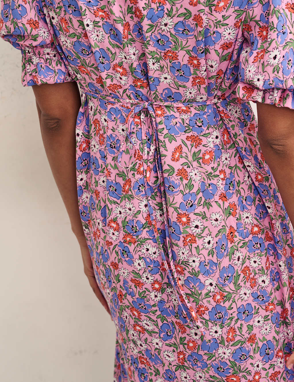 Floral V-Neck Midi Relaxed Tea Dress image 5