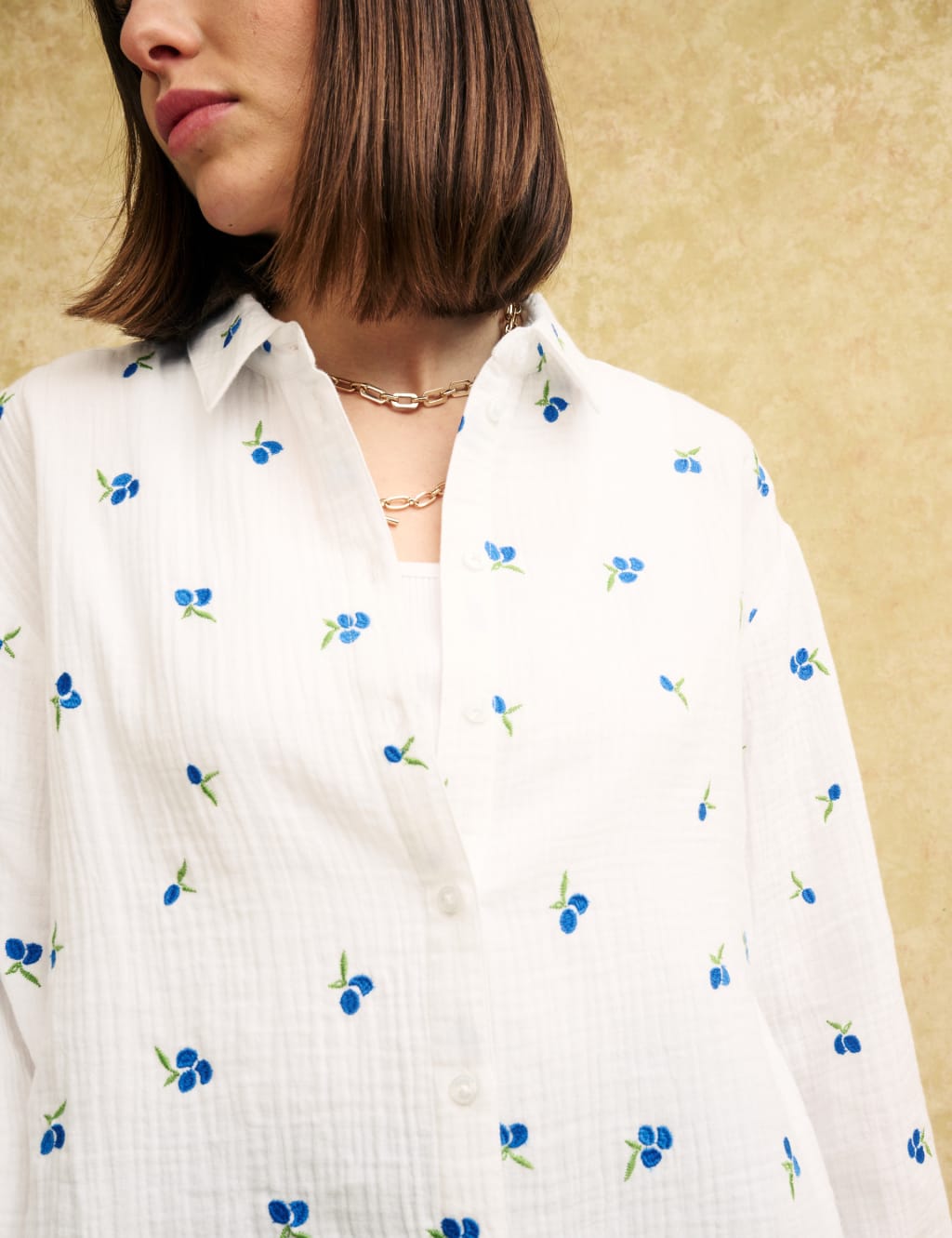 Pure Cotton Embroidered Relaxed Shirt image 4