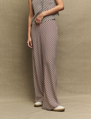 Geometric Wide Leg Trousers | M&S KR