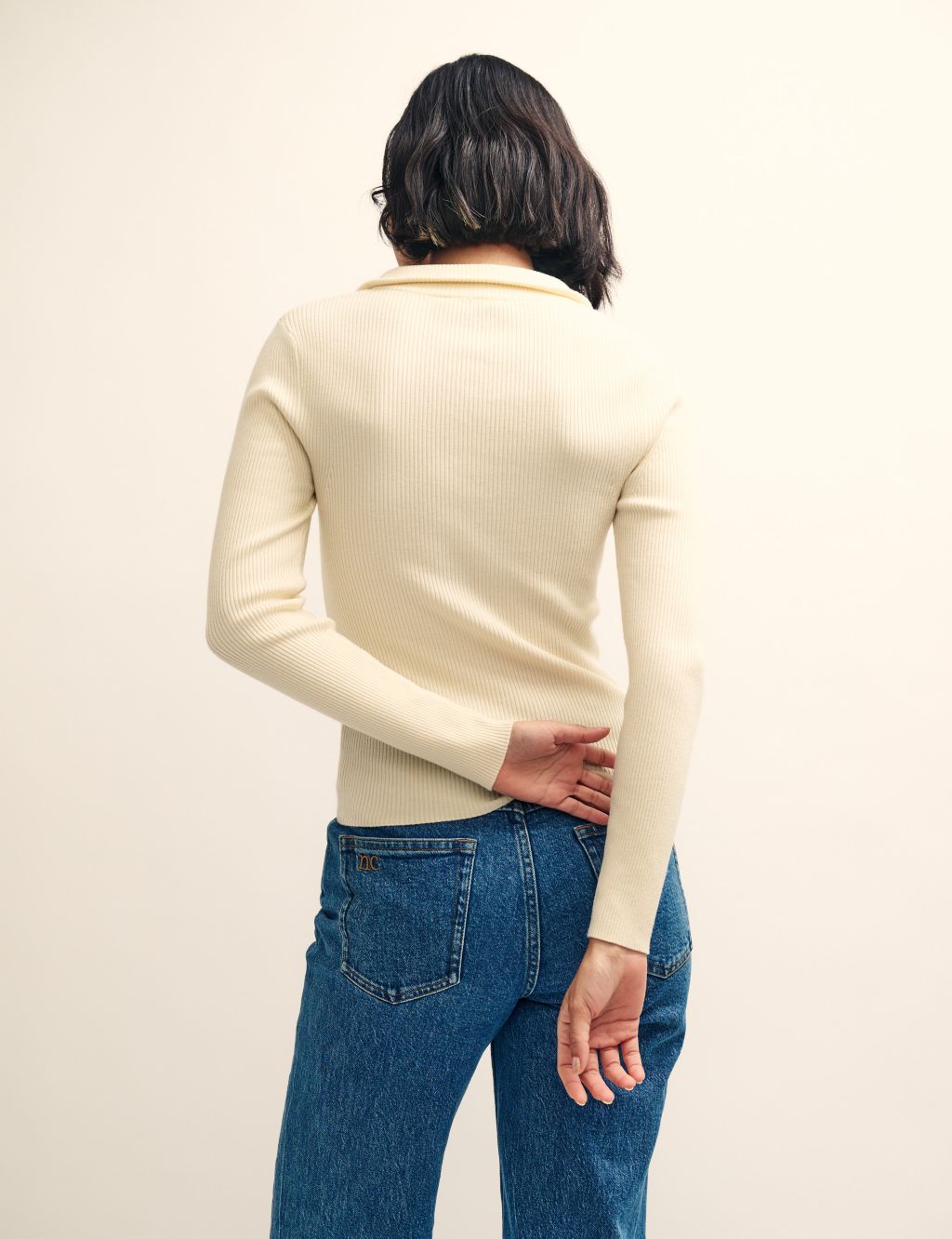 Ribbed Funnel Neck Knitted Top image 3