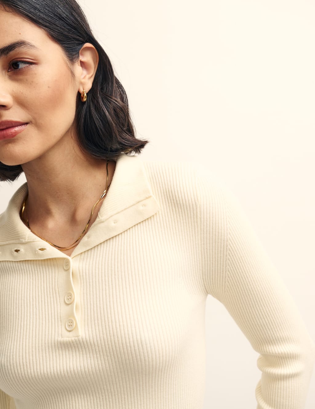 Ribbed Funnel Neck Knitted Top image 4