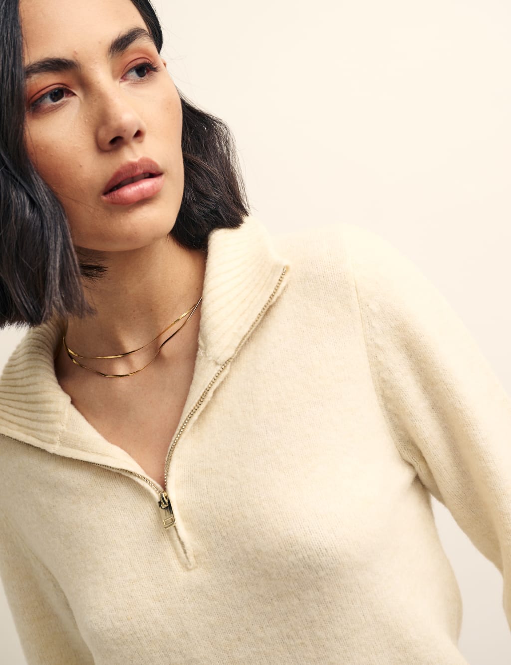 Recycled Blend Funnel Neck Half Zip Jumper image 2