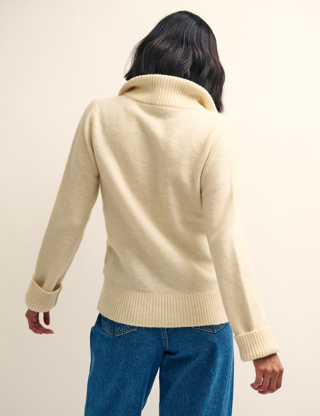 Recycled Blend Funnel Neck Half Zip Jumper image 3