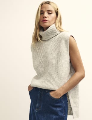 Textured Roll Neck Split Hem Knitted Top, Nobody's Child