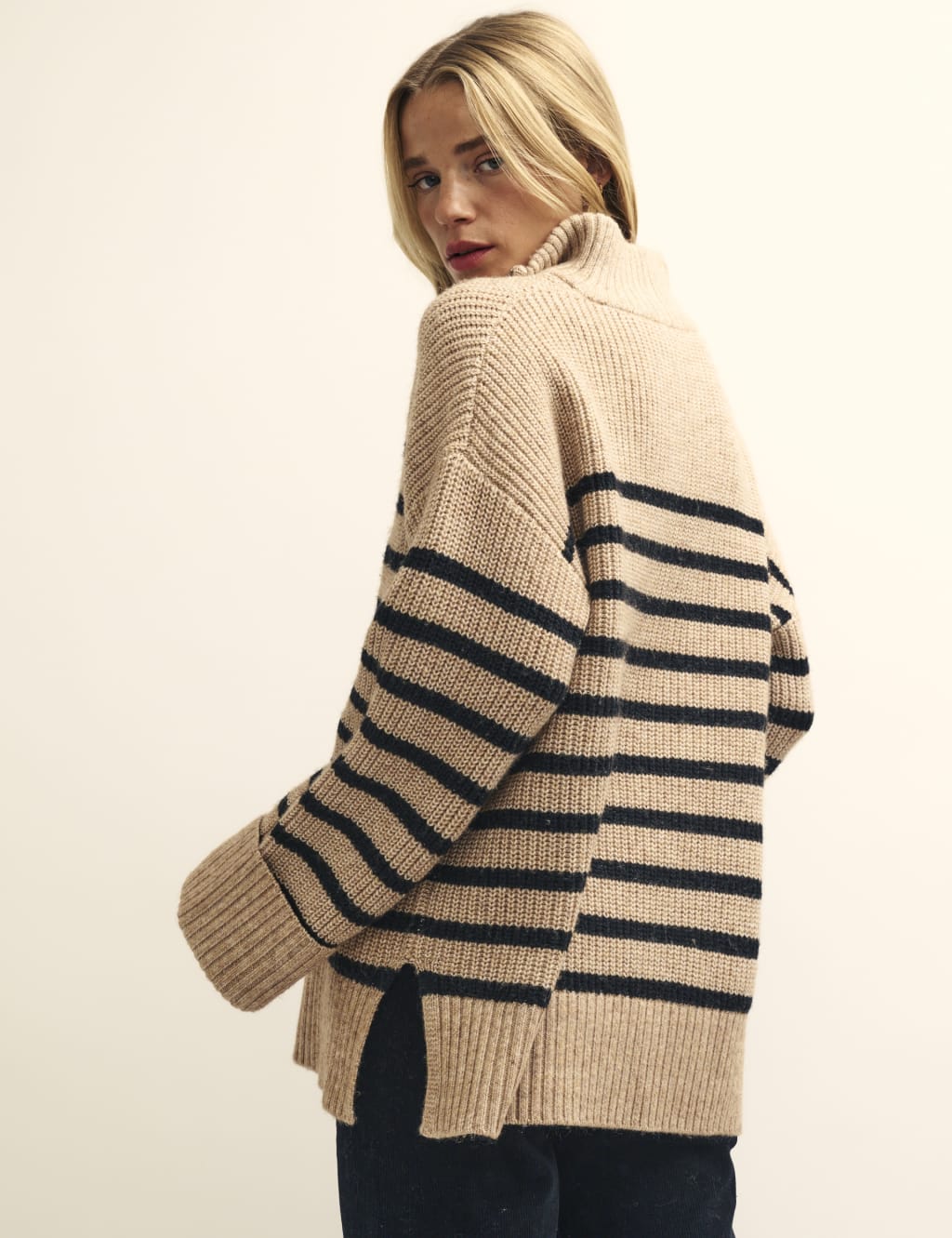 Striped Half Zip Relaxed Jumper image 3
