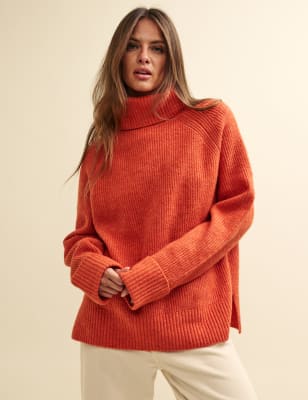 

Womens Nobody's Child Recycled Blend Ribbed Roll Neck Jumper - Orange, Orange