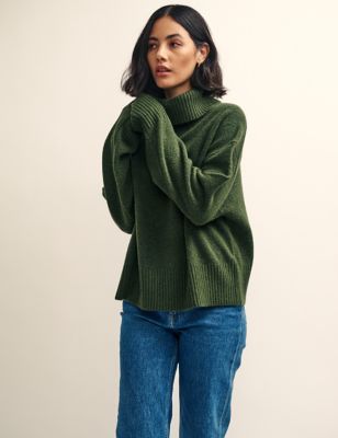 Roll Neck Relaxed Jumper with Wool