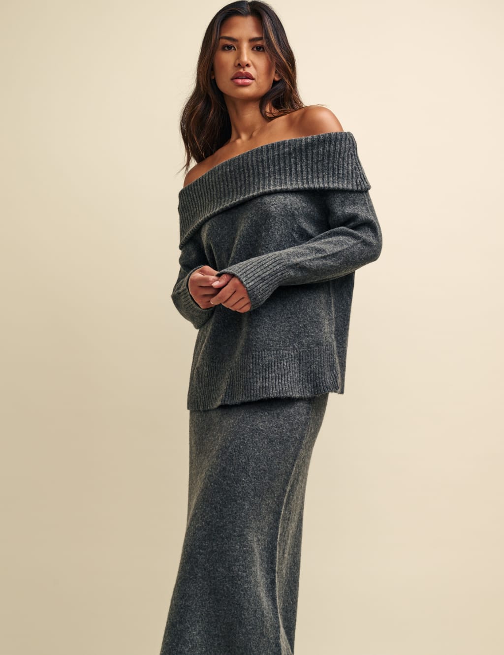 Bardot Neckline Relaxed Jumper with Wool image 1