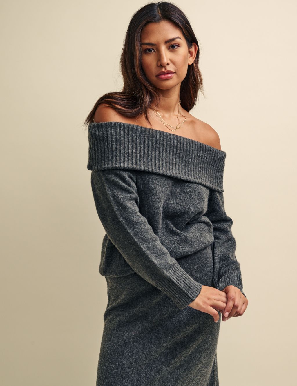 Bardot Neckline Relaxed Jumper with Wool image 2