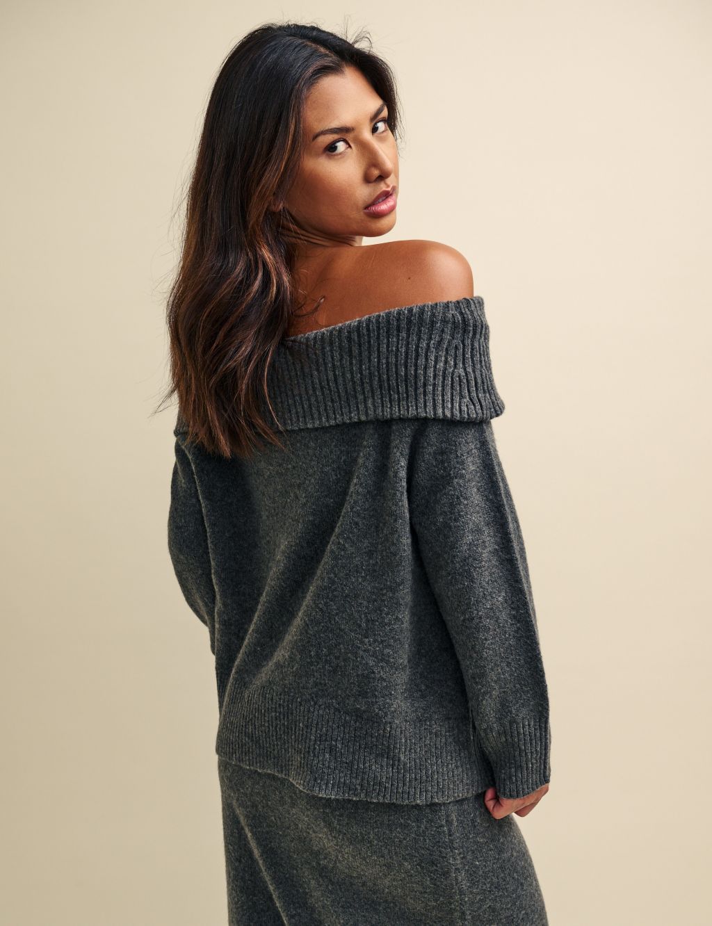 Bardot Neckline Relaxed Jumper with Wool image 3