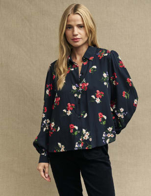 

Womens Nobody's Child Floral Collared Blouson Sleeve Shirt - Black Mix, Black Mix