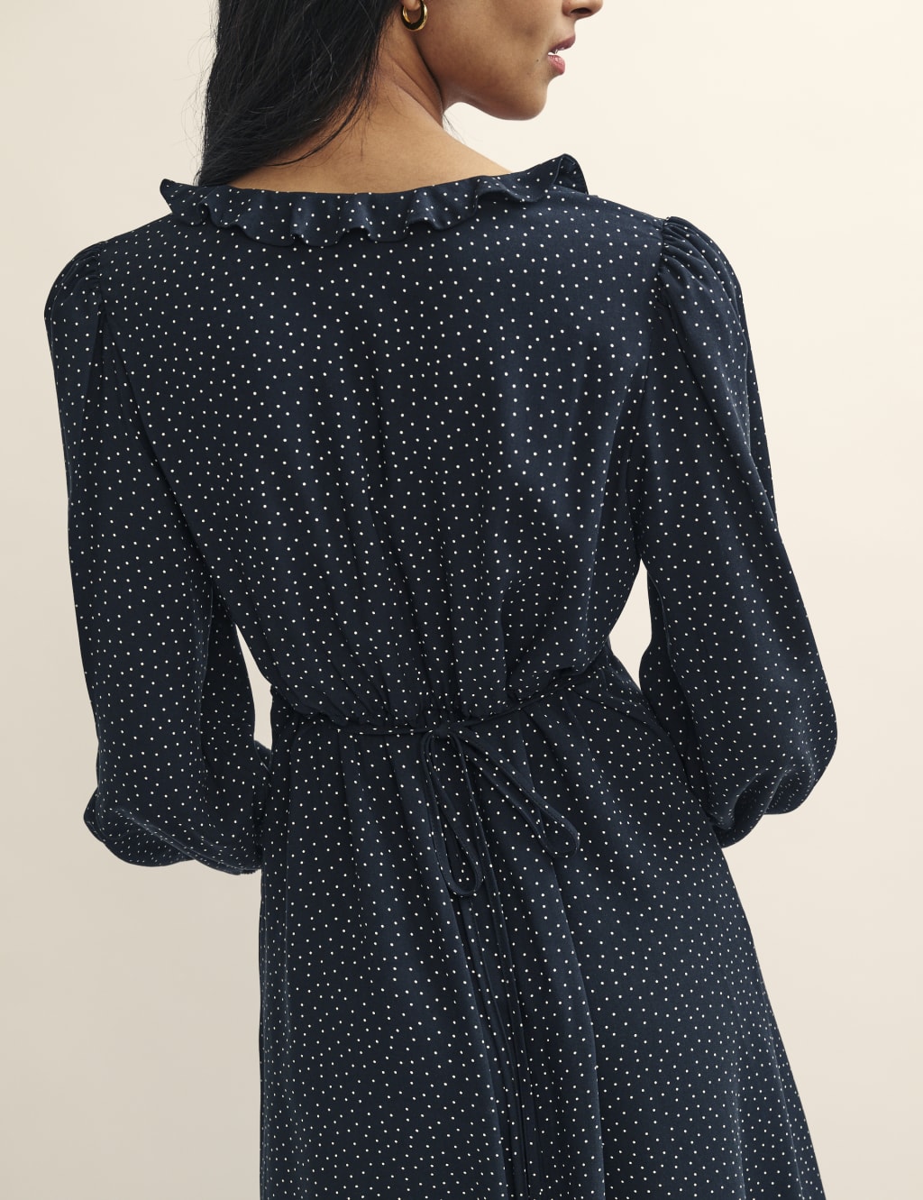 Polka Dot Midi Waisted Dress image 5