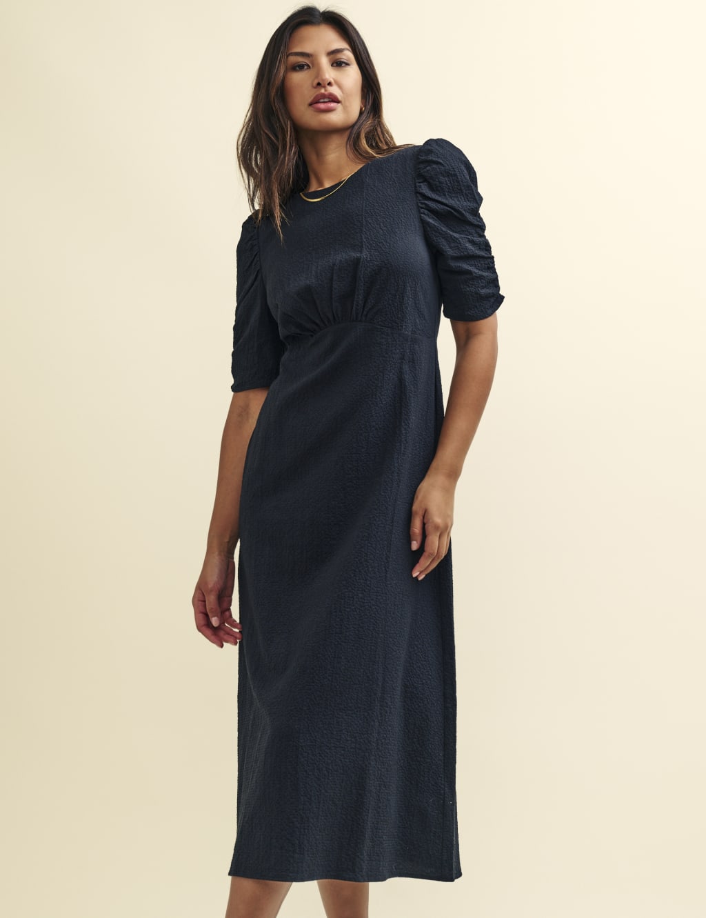 Organic Cotton Crew Neck Midi Tea Dress image 3