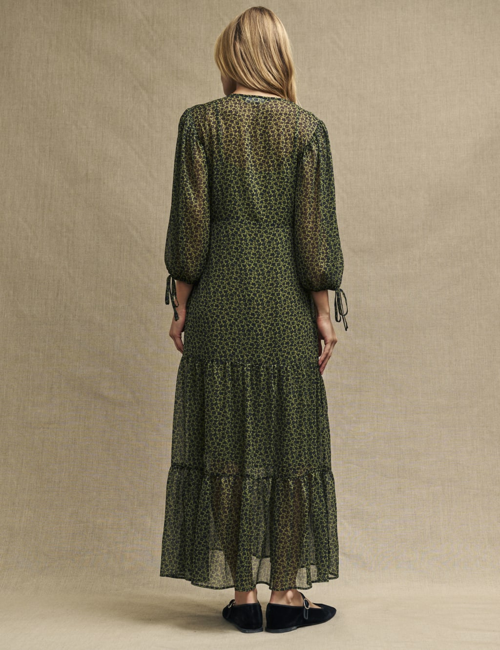 Floral Tie Neck Maxi Tiered Dress image 3