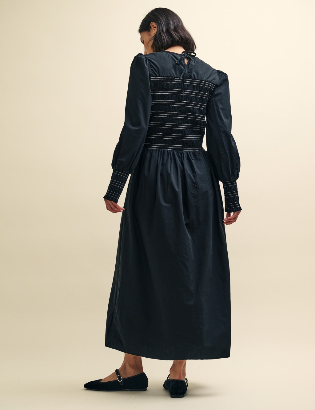 Cotton Rich Checked Midi Waisted Dress image 3