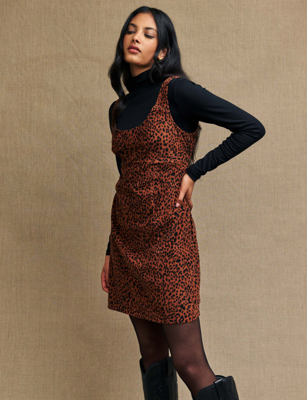 Cord Animal Print Mini Shift Dress image 2
