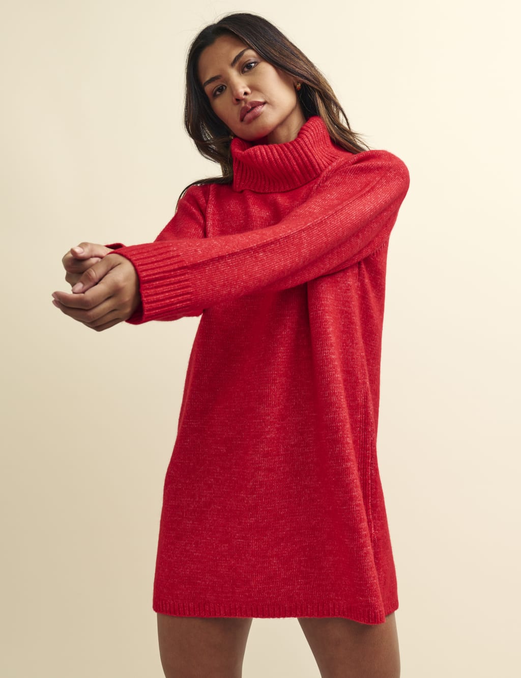 Textured Roll Neck Mini Jumper Dress image 4