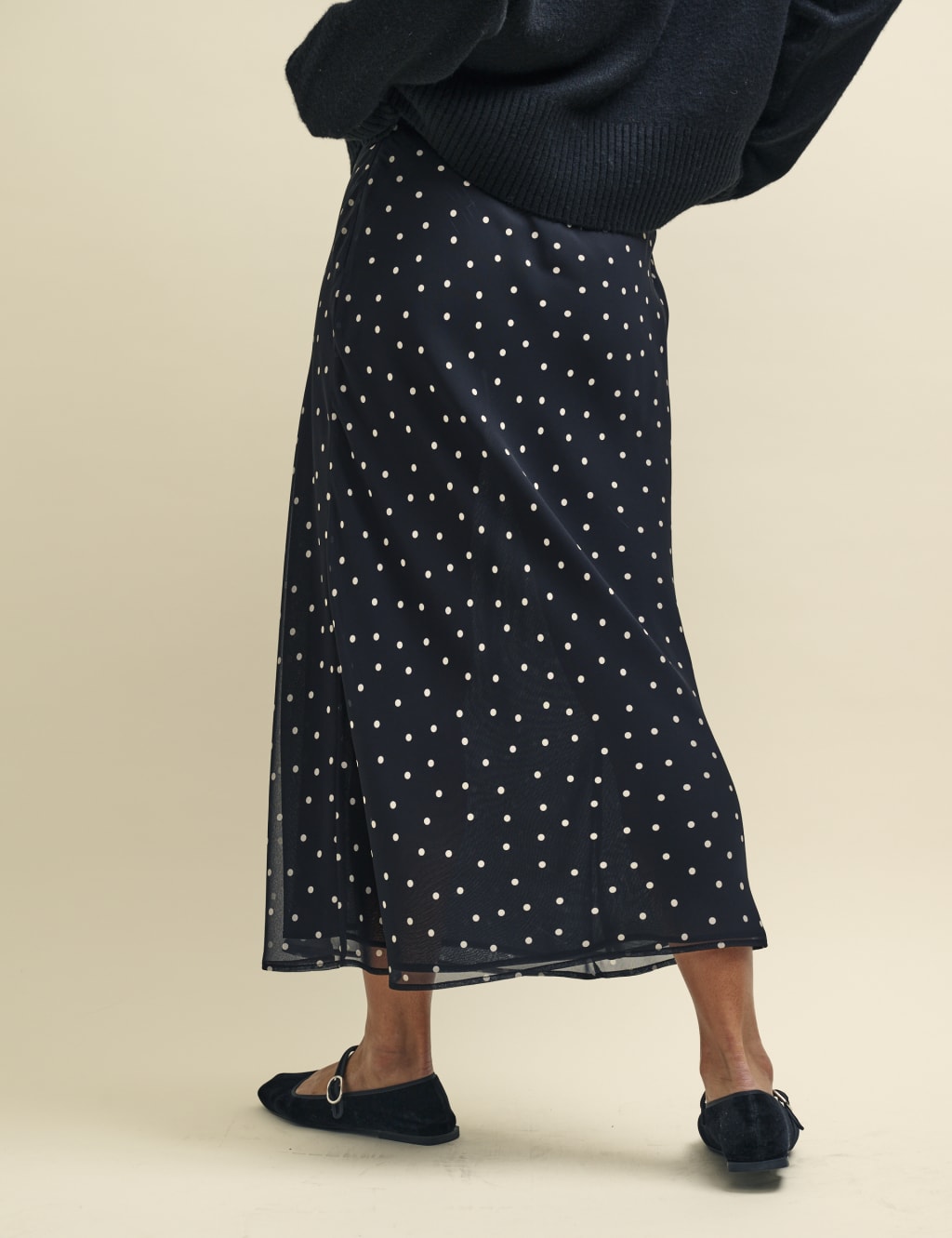 Chiffon Polka Dot Midi Slip Skirt image 3