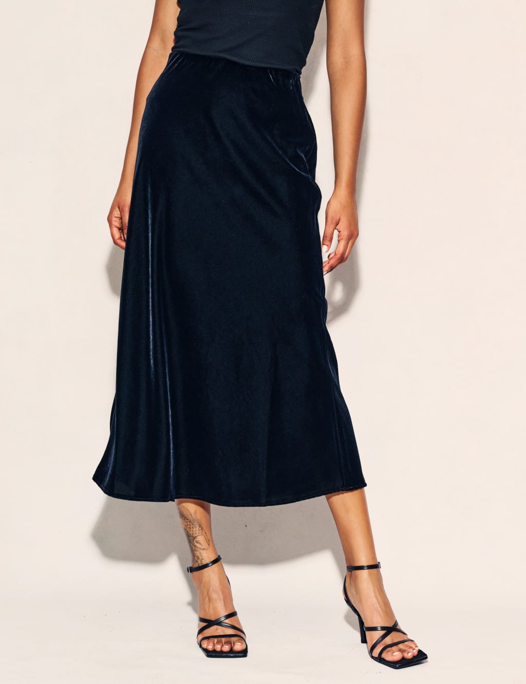 Velvet Midi Slip Skirt image 6