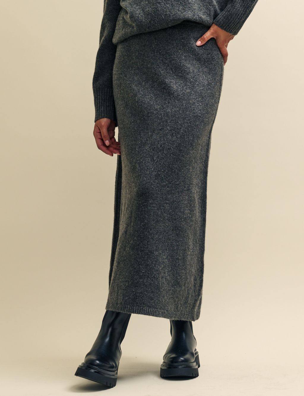 Knitted Maxi Slip Skirt with Wool image 2