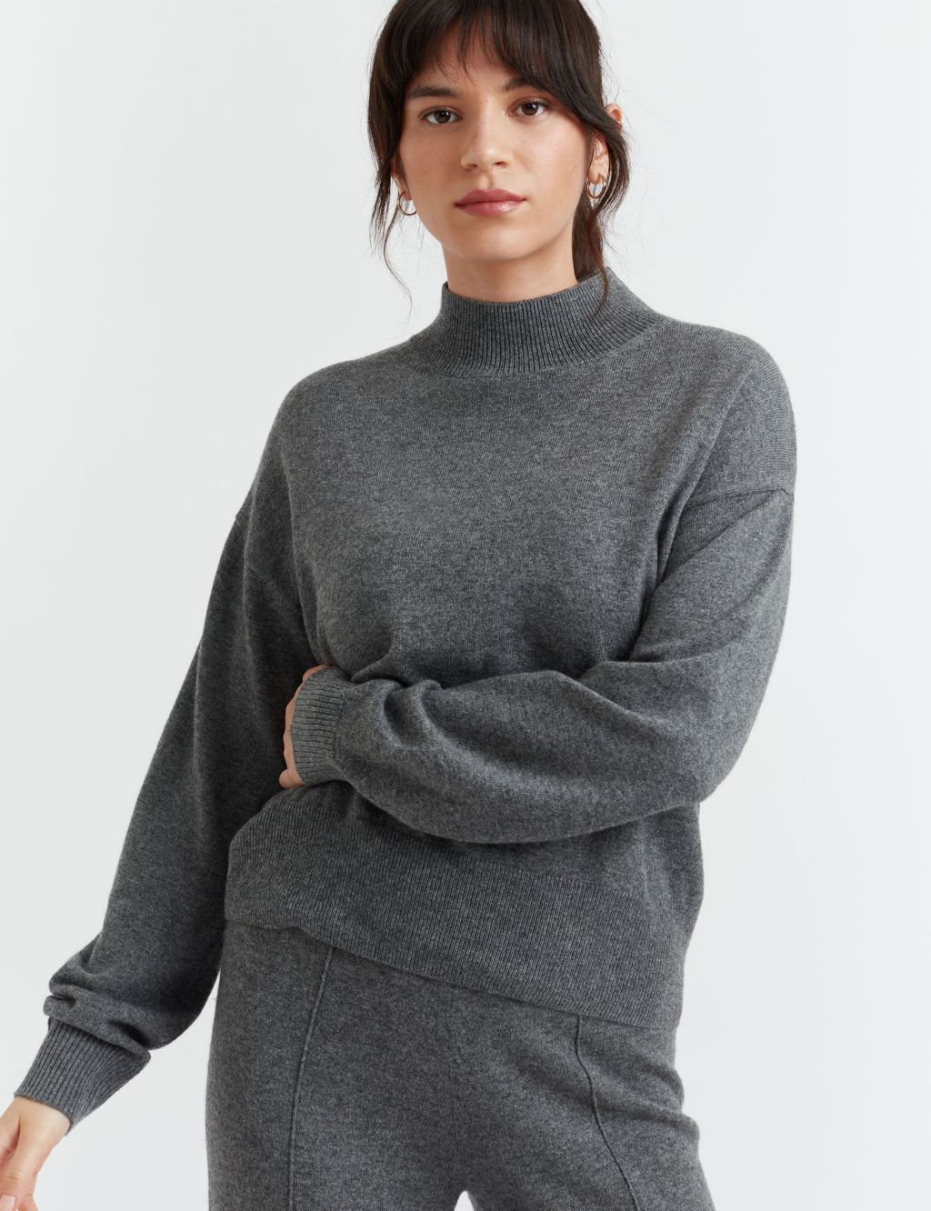 Wool Rich Balloon Sleeve Jumper with Cashmere image 1
