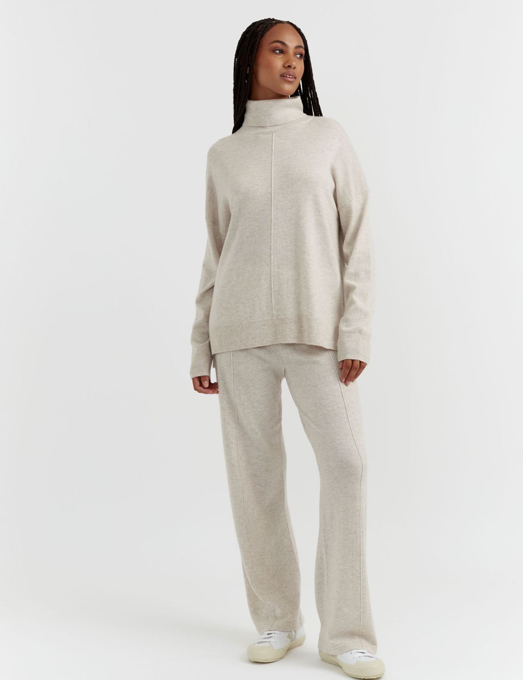 Wool Rich with Cashmere Roll Neck Relaxed Jumper