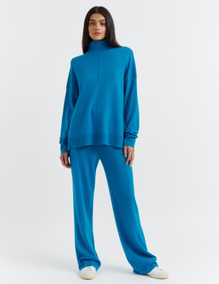 Wool Rich with Cashmere Roll Neck Relaxed Jumper