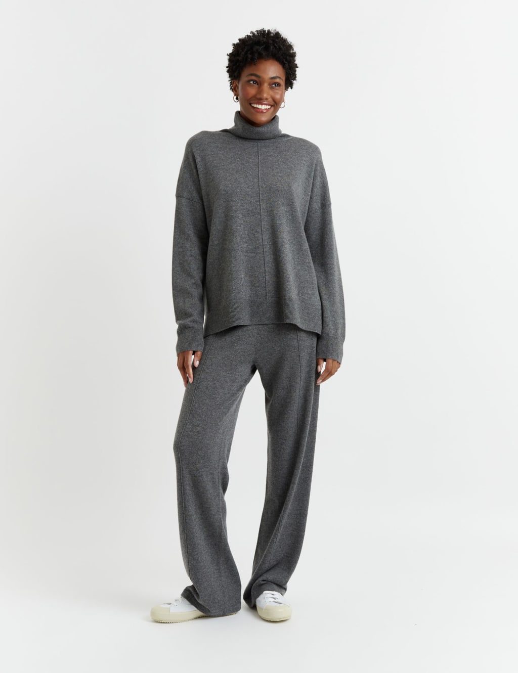 Wool Rich with Cashmere Roll Neck Relaxed Jumper