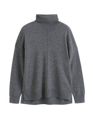 Wool Rich with Cashmere Roll Neck Relaxed Jumper