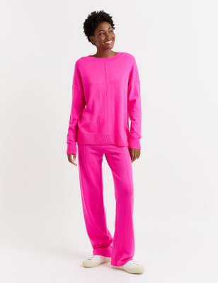 CHINTI & PARKER UK Fuchsia Wool-Cashmere Relaxed Rollneck Sweater for Women