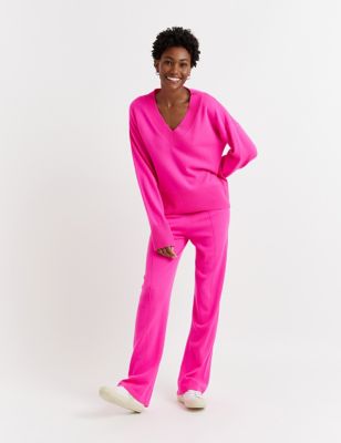 Chinti & Parker Womens Wool Rich Relaxed Jumper with Cashmere - Hot Pink, Hot Pink,Black,Oatmeal,Dar