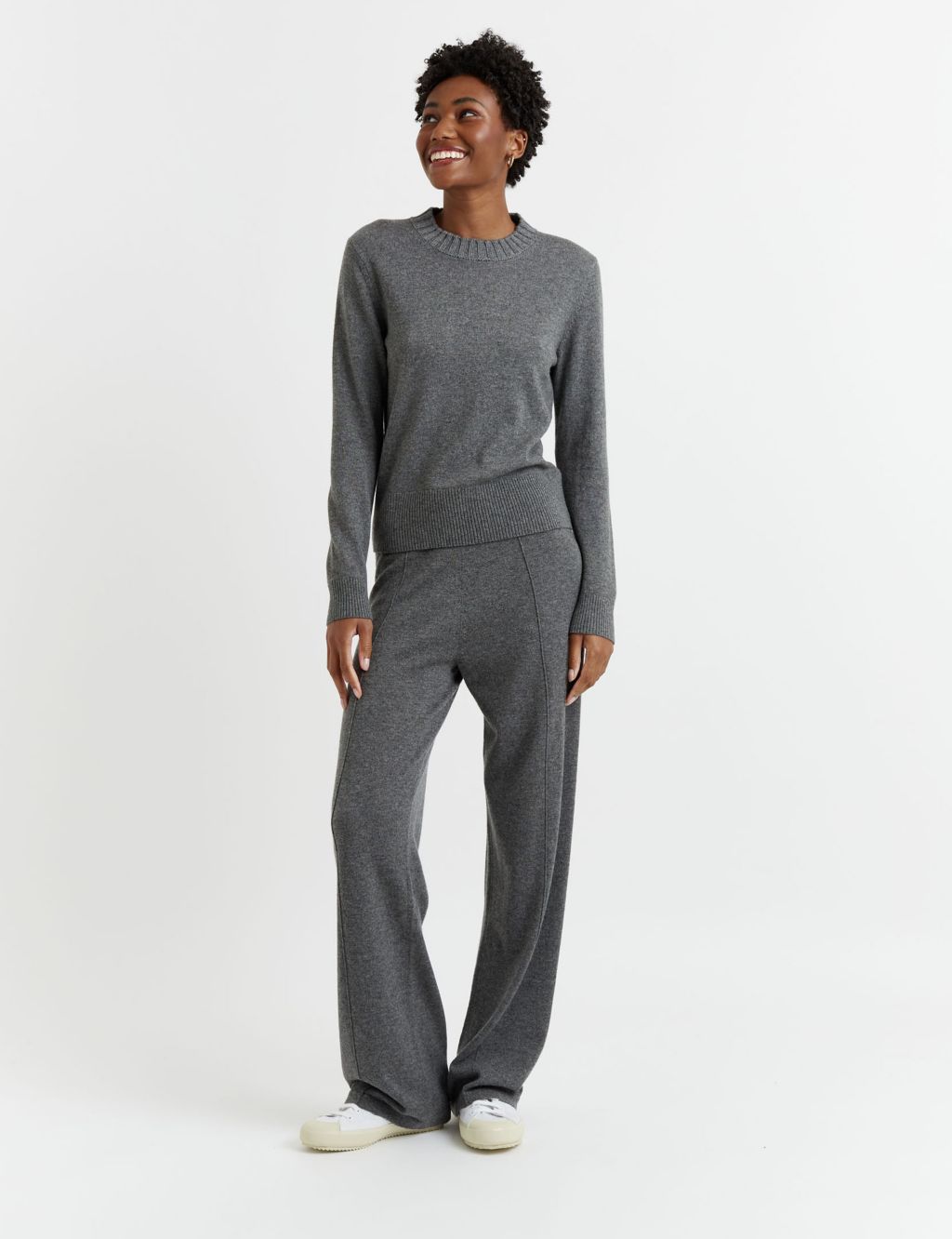 Marks and Spencer Women's Loungewear Cozy Knit Rib Cuffed Pant, Grey Mix,  12 Long at  Women's Clothing store