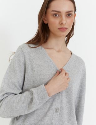 Wool Rich Cropped Cardigan with Cashmere