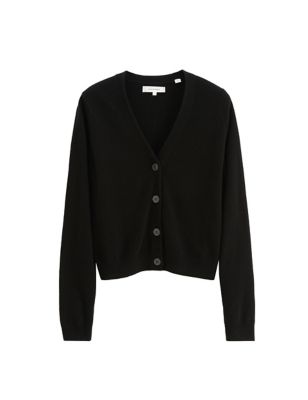 Wool Rich Cropped Cardigan with Cashmere