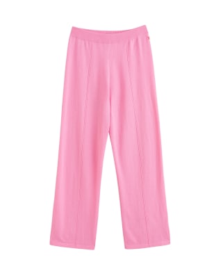 Wool Rich Wide Leg Relaxed Joggers with Cashmere