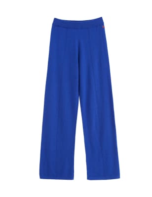 Wool Rich Wide Leg Relaxed Joggers with Cashmere