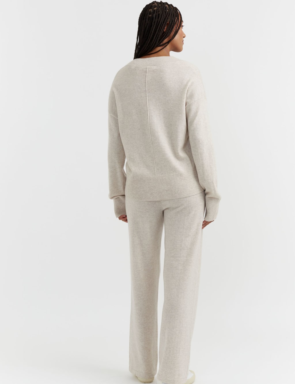 Wool Rich Wide Leg Relaxed Joggers with Cashmere image 3