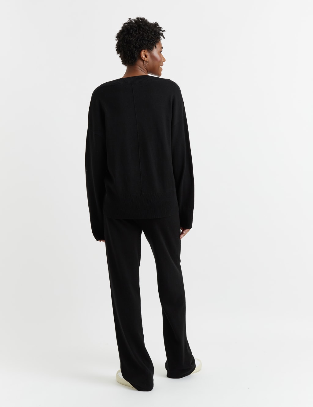 Wool Rich Wide Leg Relaxed Joggers with Cashmere image 3